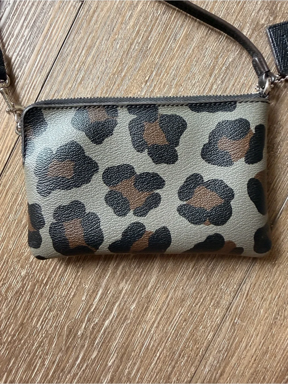 COACH Leopard-Print Leather Wristlet
